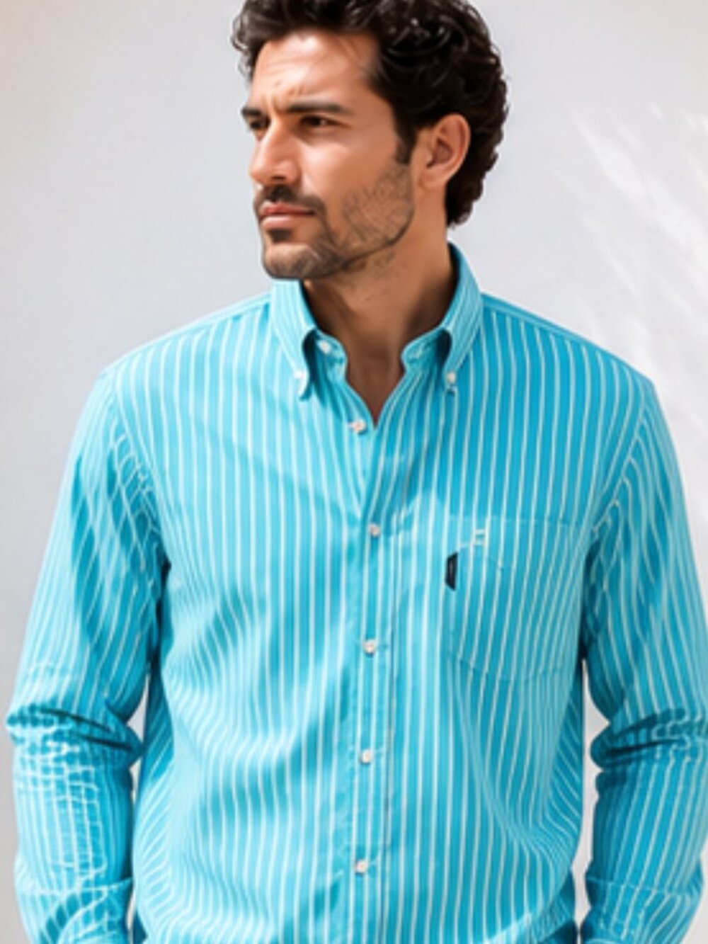 Façonnable Trend XL Blue & White Striped Button Down Shirt 100% Cotton French